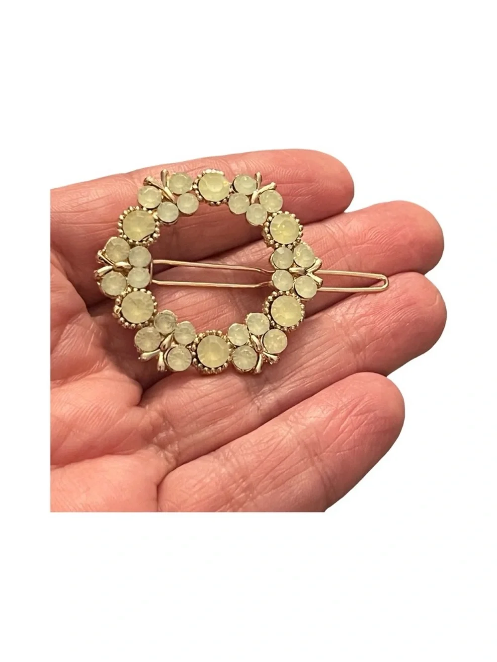 Elegant Gold and Cream Crystal Butterflies Floral Hair Clip 2.0”FINAL PRICE DROP